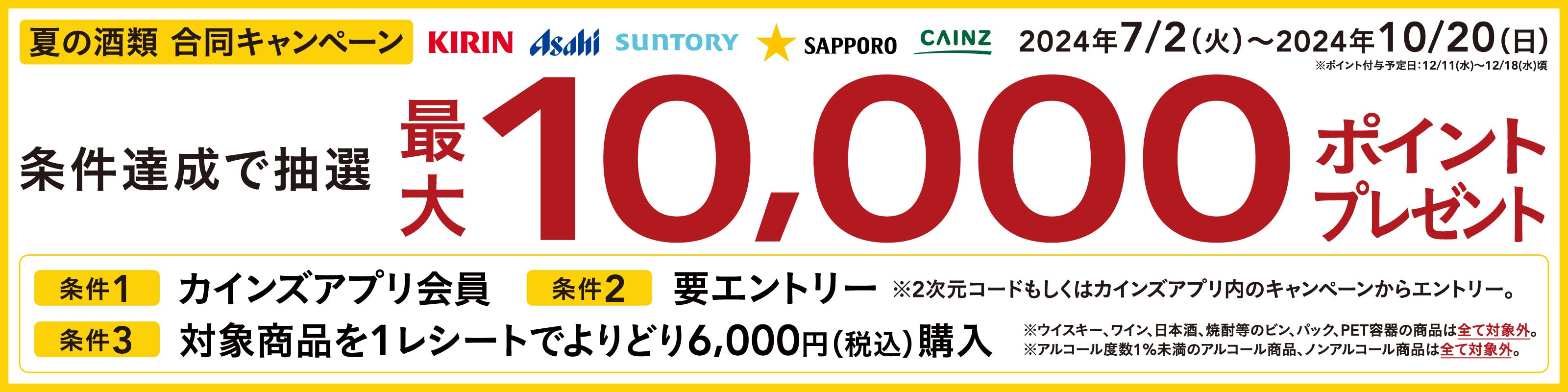 【抽選で10,000ポイントが当たる！】夏の酒類 合同キャンペーン