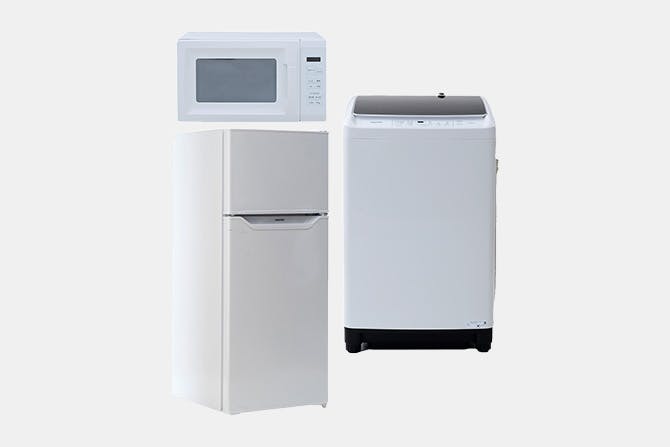 128L冷蔵庫+8kg洗濯機+レンジ