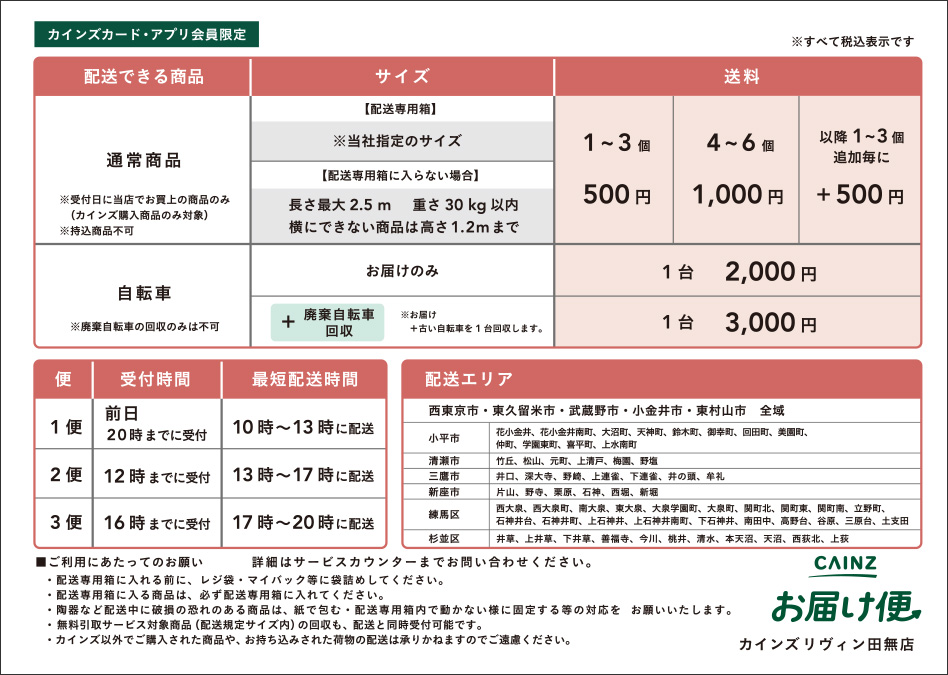 配達送料分 お買い物はスマートに／ ～CAINZ お届け便～｜ホームセンターの