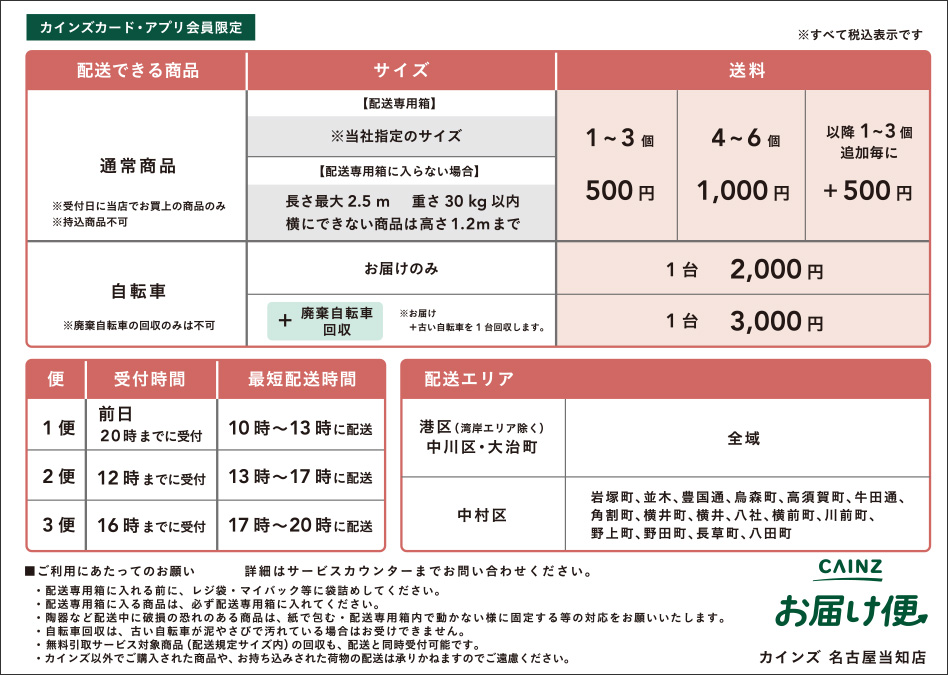 じゃん様　配送費 お買い物はスマートに／ ～CAINZ お届け便～｜ホームセンターの