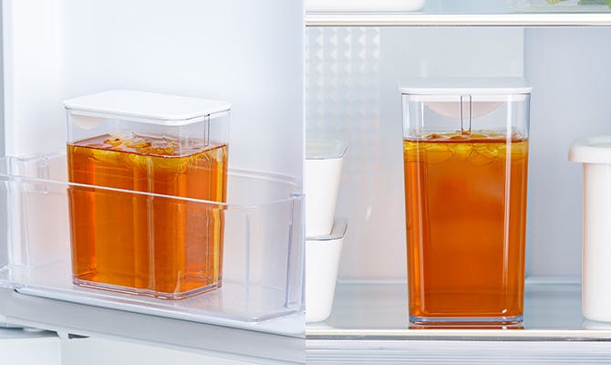 冷蔵庫棚に置けるコンパクト冷水筒