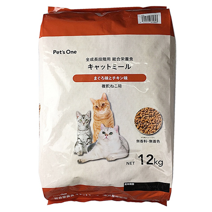 Pet'sOne キャットミール まぐろ味とチキン味 12kg | ペット用品（猫