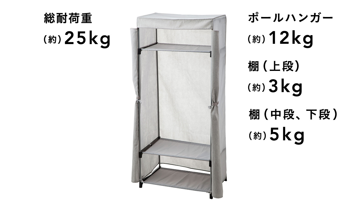カインズ カバー付きワードローブ W1 幅78cm 奥行50cm 高さ175cm