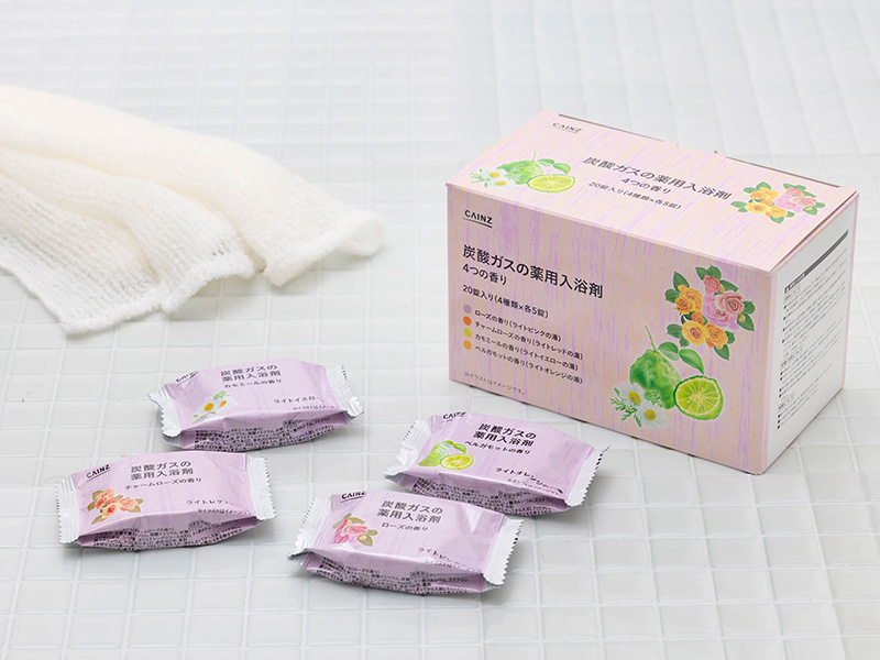 カインズ 炭酸ガスの薬用入浴剤 4つの香り(ローズ・ハーブ) 40g×20錠(4