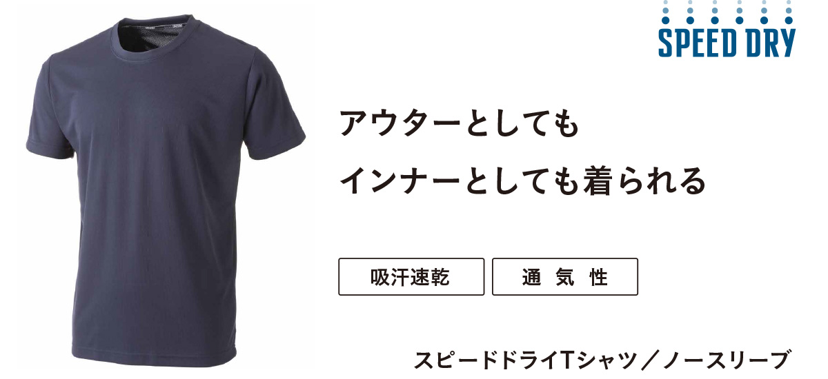 スピードドライ Tシャツ 丸首 ネイビー M | 作業着・作業服・安全靴