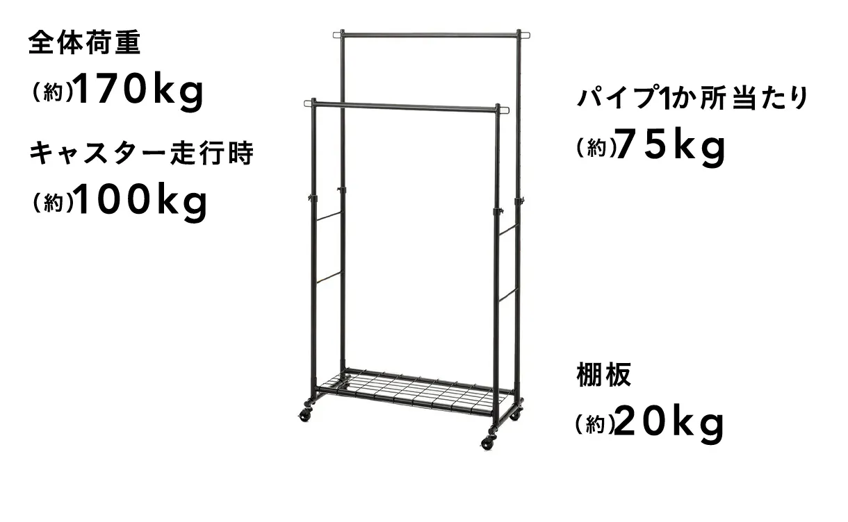 カインズ パイプハンガープロ ダブル ホワイト N33 幅95cm 奥行45cm 高 