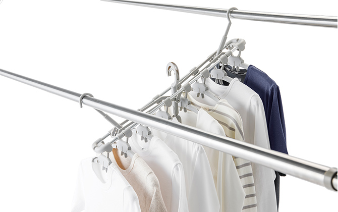 渡し干しできる 楽干し・楽カケワンタッチスライド 8連ハンガー | 洗濯