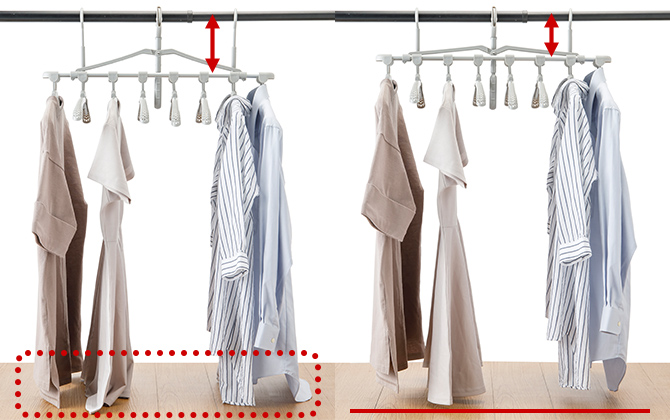 渡し干しできる 楽干し・楽カケワンタッチスライド 8連ハンガー | 洗濯