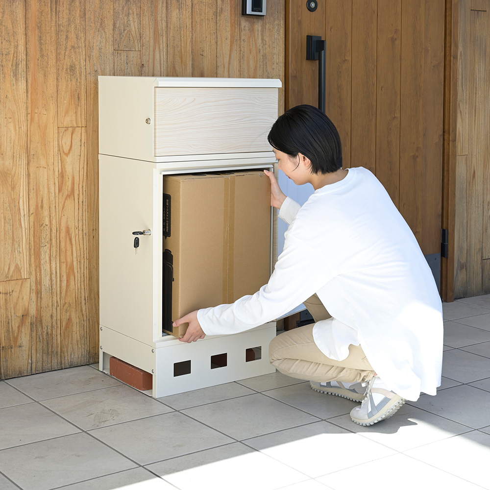 宅配ボックス 2段 白木目調/ホワイト EPB-2(LWD/WH) 幅47cm 高さ74.5cm