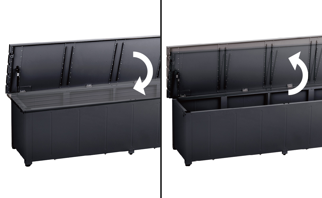 カインズ オリジナル 静かに開閉できるアルミ収納ベンチ