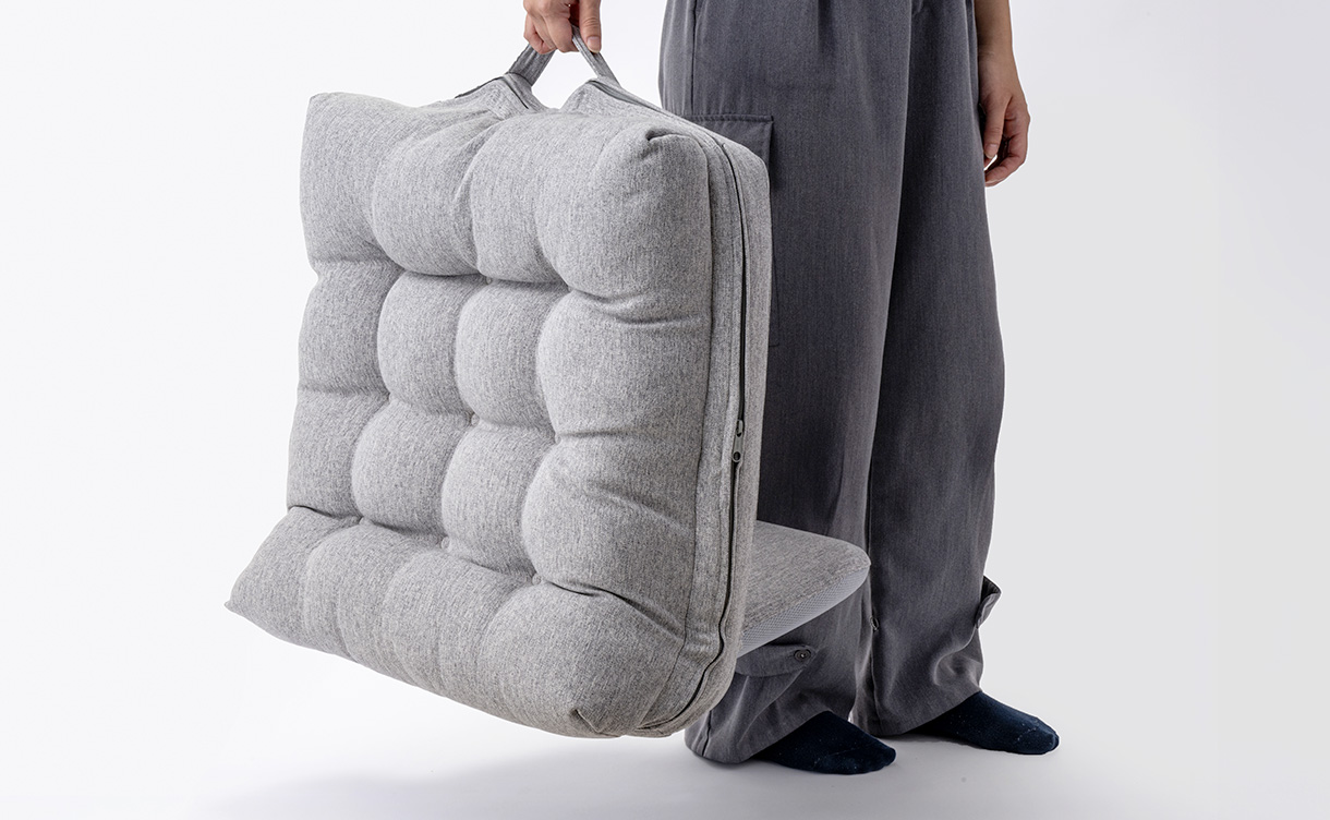 カインズ(CAINZ) 持ち手付カバー洗える背もたれイス FLepoco グレー 持ち手付カバー洗える背もたれイス FLepoco グレー 幅57cm 奥行44