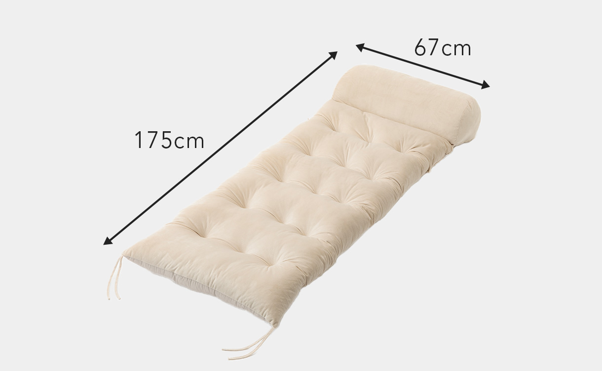 ごろ寝ロングフロアクッション 幅67cm 奥行175cm ライトグレー