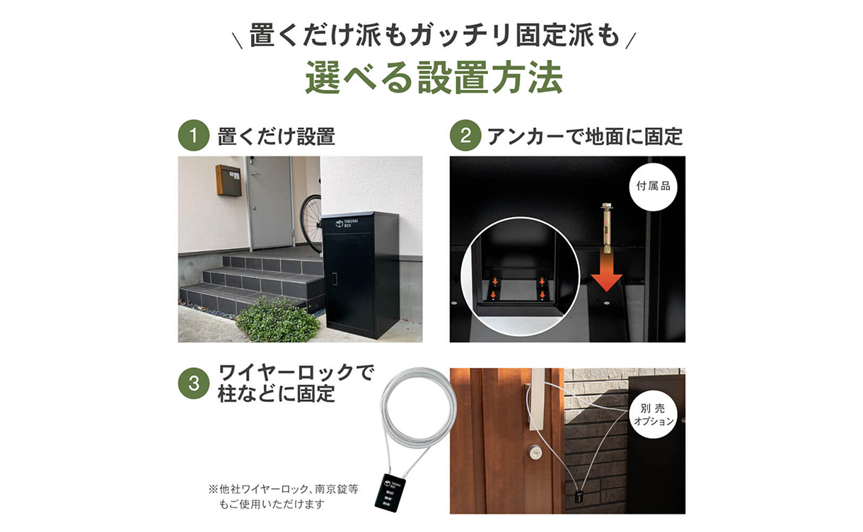 PYKES PEAK 上開き宅配ボックス チャコールBK 幅41.5cm高さ86cm