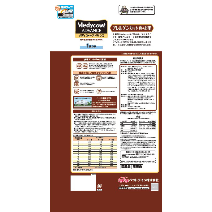 D2▫４袋セット▫ペットライン▫アレルゲンカット▫シニア▫11歳から▫ ペットライン メディコートアドバンス アレルゲンカット 魚＆お