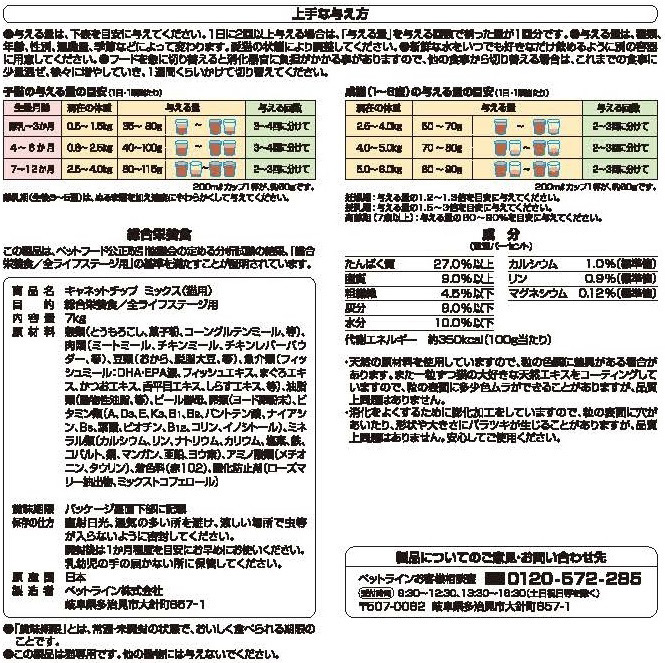 キャネットチップ ミックス 7kg | キャットフード 通販