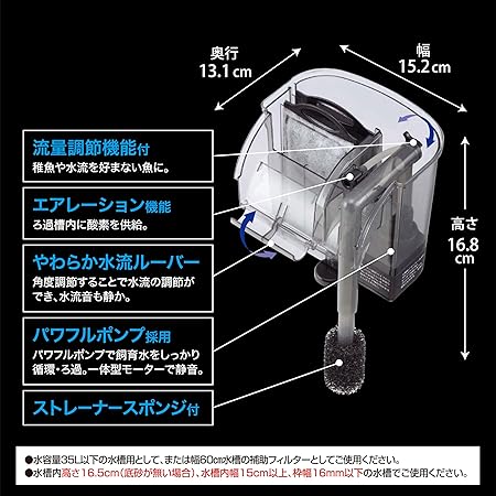 GEX 簡単ラクラクパワーフィルター Mサイズ | 水中生物用品・水槽用品