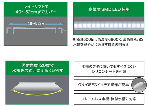 GEX クリアLED フラッティ 4052 ホワイト | 水中生物用品・水槽用品
