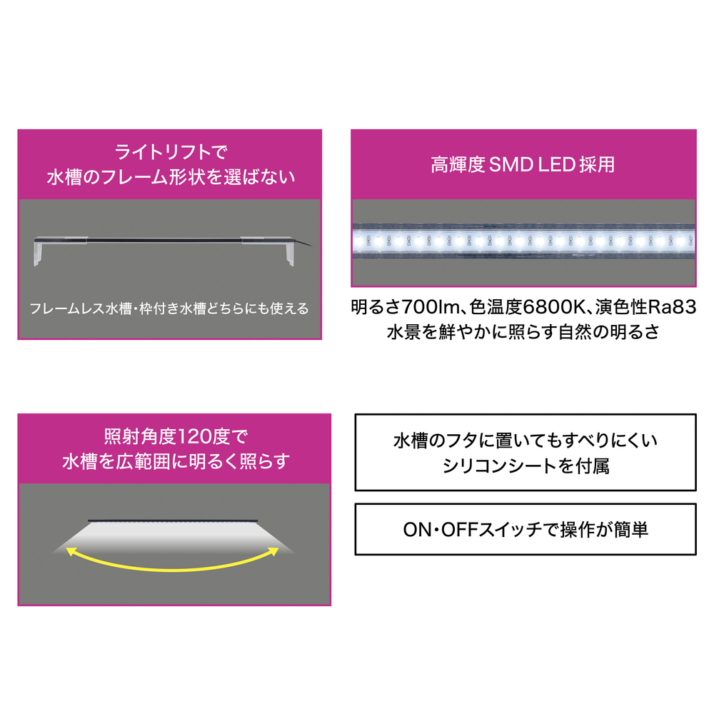 GEX クリアLED フラッティ 600BK | 水中生物用品・水槽用品 通販