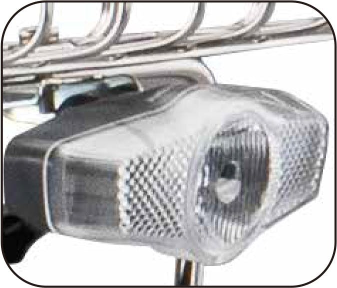 暗くなったら自動点灯の【ワイドコンパクト点灯虫】採用。高輝度LEDを搭載。同じW数のランプよりも明るく、より小型になった軽量ランプ。