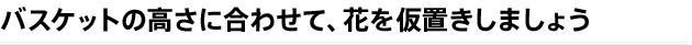 バスケットの高さに合わせて、花を仮置きしましょう